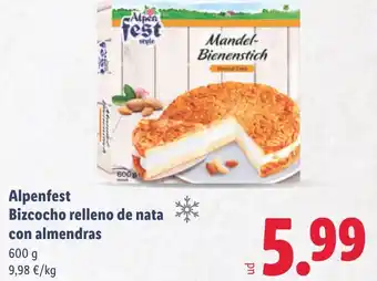 Lidl ALPENFEST Bizcocho relleno de nata con almendras oferta