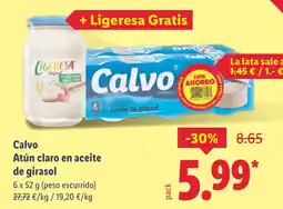 Lidl CALVO Atún claro en aceite de girasol oferta