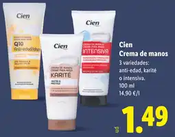 Lidl CIEN Crema de manos oferta