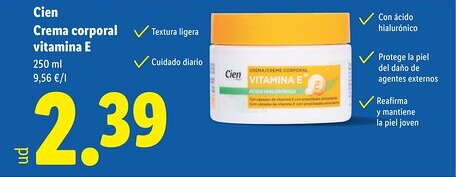 Lidl CIEN Crema corporal vitamina E oferta