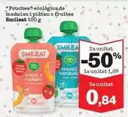 Sorli Smileat - pouches ecológicas de maduixa i platan o fruites oferta