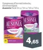 Sorli Ausonia - compreses d'incontinência, diversos tipus oferta