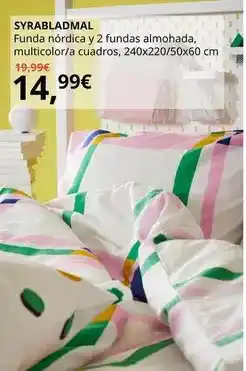 IKEA Syrabladmal - funda nórdica y 2 fundas almohada, multicolor/a cuadros oferta