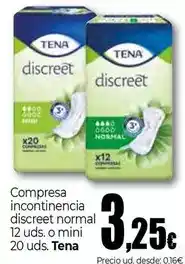 Unide Market Tena - compresa incontinencia discreet normal o mini oferta