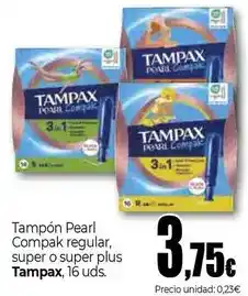 Unide Market Tampax - tampón pearl compak regular, super o super plus oferta