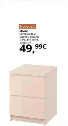IKEA Malm - comodas de 2 cajones, naranja claro/alto brillo, 40x55 cm oferta