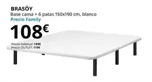 IKEA Brasoy - base cama + 6 patas 150x190 cm, blanco oferta