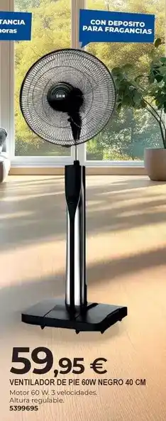 BigMat Ventilador de pie 60w negro 40 cm oferta