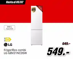 MediaMarkt Lg - frigorifico combi gbv21ncdsw oferta