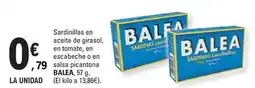 E.Leclerc Balea - sardinillas en aceite de girasol, en tomate, en escabeche o en salsa picantona oferta