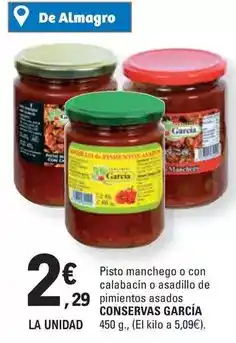 E.Leclerc Conservas garcía - pisto manchego o con calabacin o asadillo de pimientos asados oferta