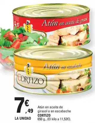 E.Leclerc Cortizo - atún en aceite de girasol o en escabeche oferta
