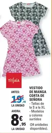 E.Leclerc Tissaia - vestido de manga corta de señora oferta