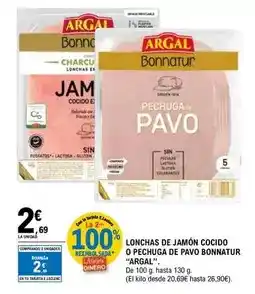 E.Leclerc Argal - lonchas de jamon cocido o pechuga de pavo bonnatur oferta