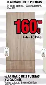 Rapimueble Blanco - armario de 2 puertas y 2 cajones oferta