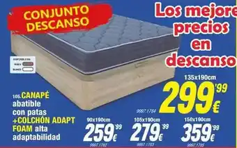 Rapimueble Blanco - canape abatible con patas + colchon adapt oferta