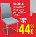 Rapimueble Silla tapizada en color gris y pie metalico oferta