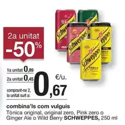 BonpreuEsclat Schweppes - tónica original, original zero, pink zero o ginger ale o wild berry oferta