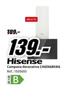 MediaMarkt Hisense - campana decorativa ch6in6bxbb oferta