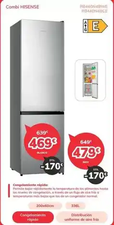 Mi electro Hisense - combi rb440n4bq oferta