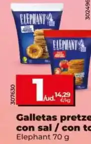 Dia Elephant - galletas pretzels con sal / con tomate oferta