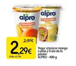 Dialprix ALPRO Yogur s/azúcar mango o piña y fruta de la pasión oferta