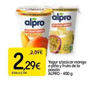 Dialprix ALPRO Yogur s/azúcar mango o piña y fruta de la pasión oferta
