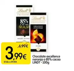 Dialprix LINDT Chocolate excellence naranja o 85% cacao oferta