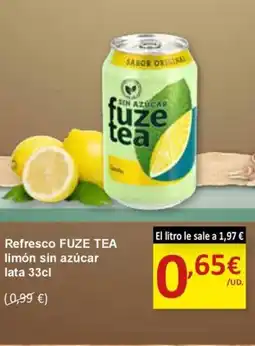 SPAR FUZE TEA Refresco limón sin azúcar lata oferta