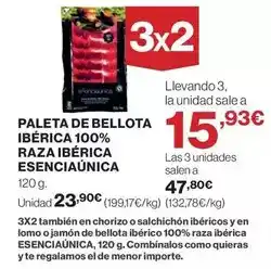 Hipercor Paleta de bellota ibérica 100% raza ibérica esenciaúnica oferta