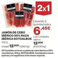 Hipercor Sotoalbos - jamón de cebo ibérico 50% raza ibérica oferta