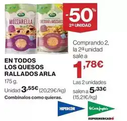 Hipercor Arla - en todos los quesos rallados oferta