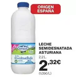 Hipercor La asturiana - leche semidesnatada oferta