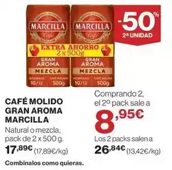 Hipercor Marcilla - cafe molido gran aroma oferta
