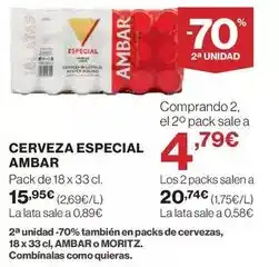 Hipercor Ambar - cerveza especial oferta