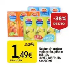 Dialprix JUVER DISFRUTA Néctar sin azúcar melocotón, piña o 10f+10v oferta