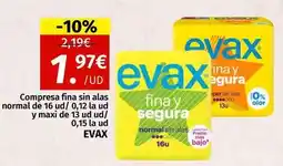 Maskom Supermercados EVAX Compresa fina sin alas normal oferta