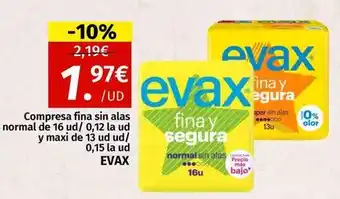 Maskom Supermercados EVAX Compresa fina sin alas normal oferta