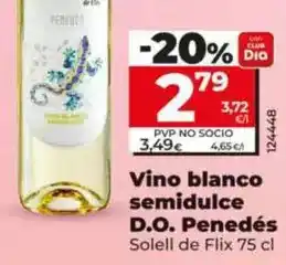 Dia Solell de flix - vino blanco semidulce d.o. penedés 75 cl oferta