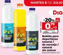 Dia Dia get move - bebida para deportistas natural / de naranja / natural sin azúcar 1,5 l oferta