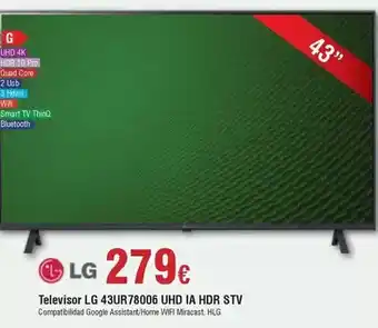FROIZ Lg - televisor 43ur78006 uhd ia hdr stv oferta