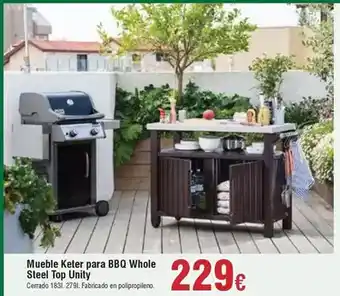 FROIZ Keter - mueble keter para bbq whole steel top unity oferta