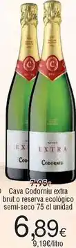 FROIZ Codorniu - cava extra brut o reserva ecologico semi-seco oferta