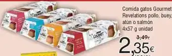 FROIZ Gourmet - comida gatos revelations pollo, buey atún o salmón oferta