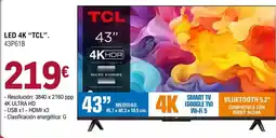 E.Leclerc Tcl - led 4k 43p61b oferta
