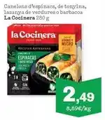Sorli La cocinera - canelons d'espinacs, de tonyina, lasanya de verdures o barbacoa oferta