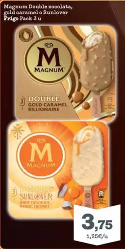 Sorli MAGNUM Double xocolata, gold caramel o Sunlover Frigo Pack 3 u oferta