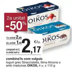 BonpreuEsclat Oikos - logurt grec stracciatella, llima-llimona o amb maduixes oferta