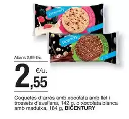 BonpreuEsclat Bicentury - coquetes d'arros amb xocolata amb llet i trossets d'avellana oferta