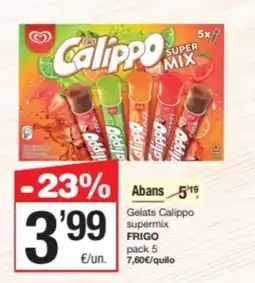 SPAR Fragadis FRIGO Gelats Calippo supermix oferta
